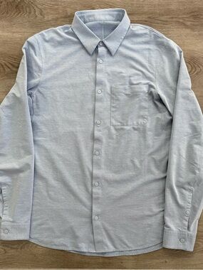 Lululemon Commission Shirt Men's L Chambray Blue Long Sleeve Casual Athleisure